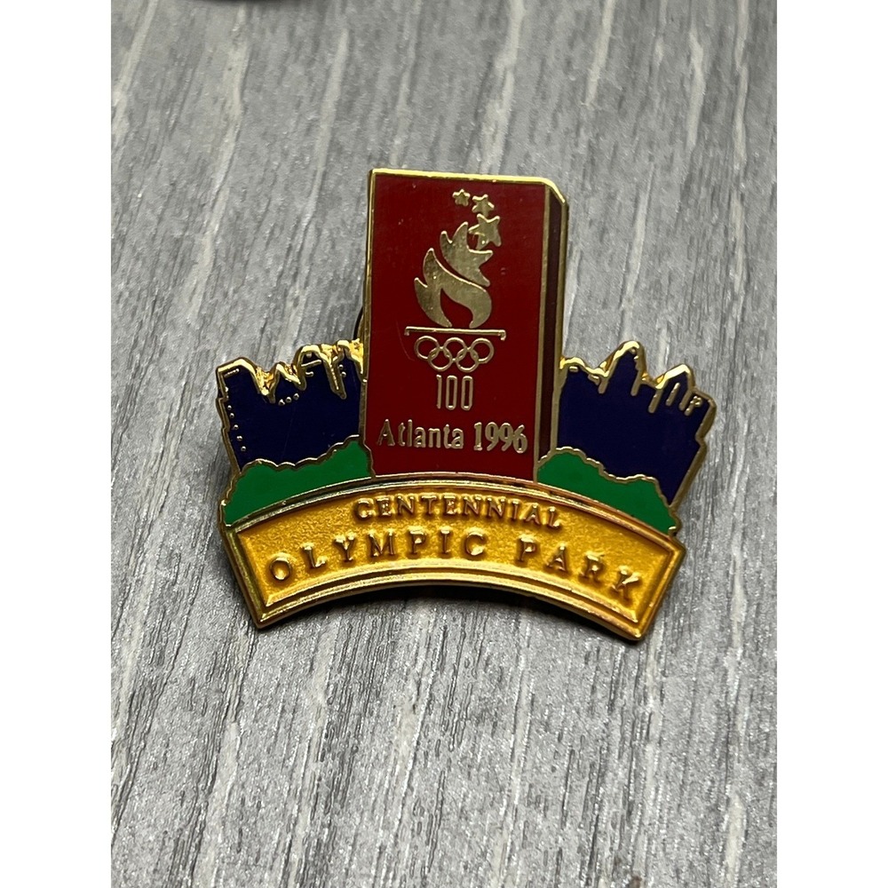Vintage 1996 Atlanta Centennial Olympic Park Pin 1992 ACOG Souvenir Gold Tone